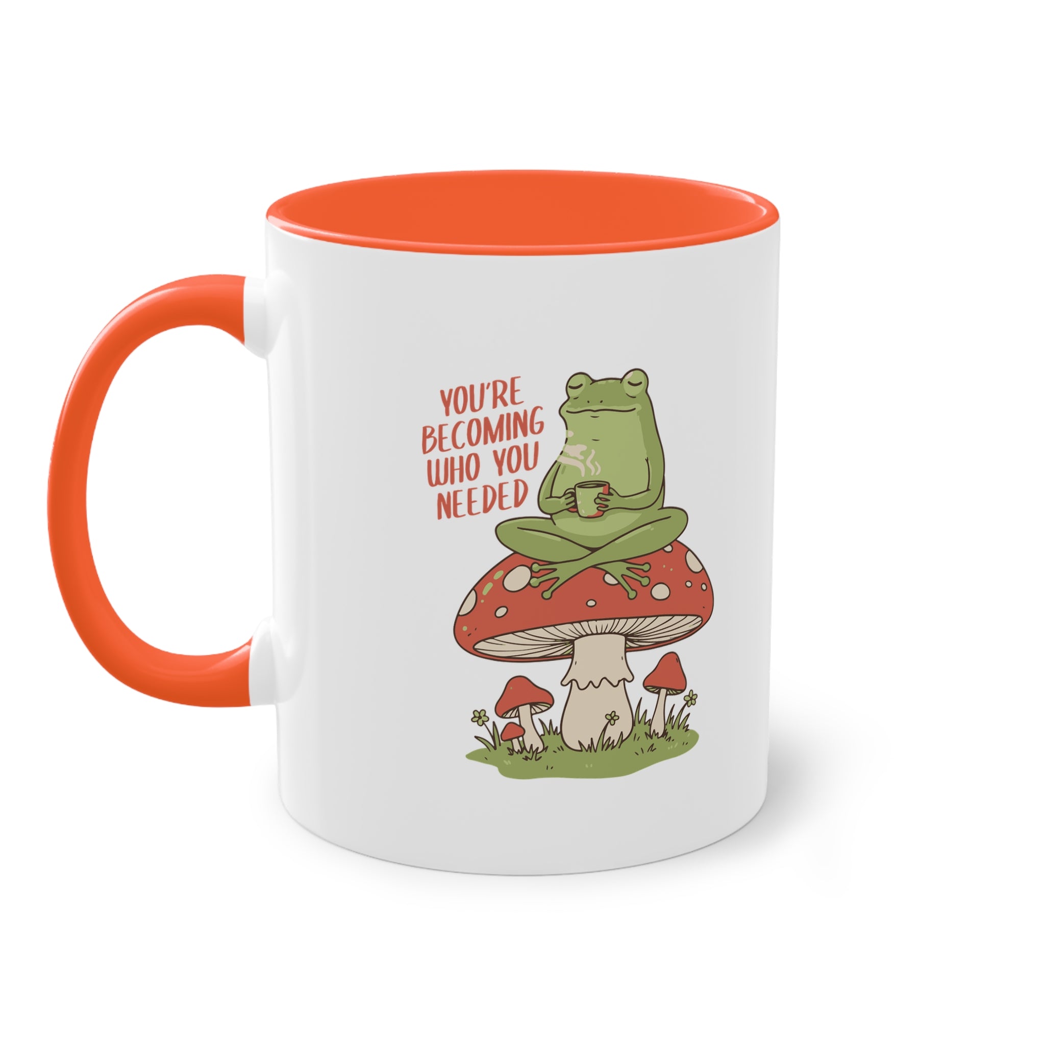 Joyful Frog Retreat 11oz Coffee Mug — Frog on Mushroom Ceramic Mug