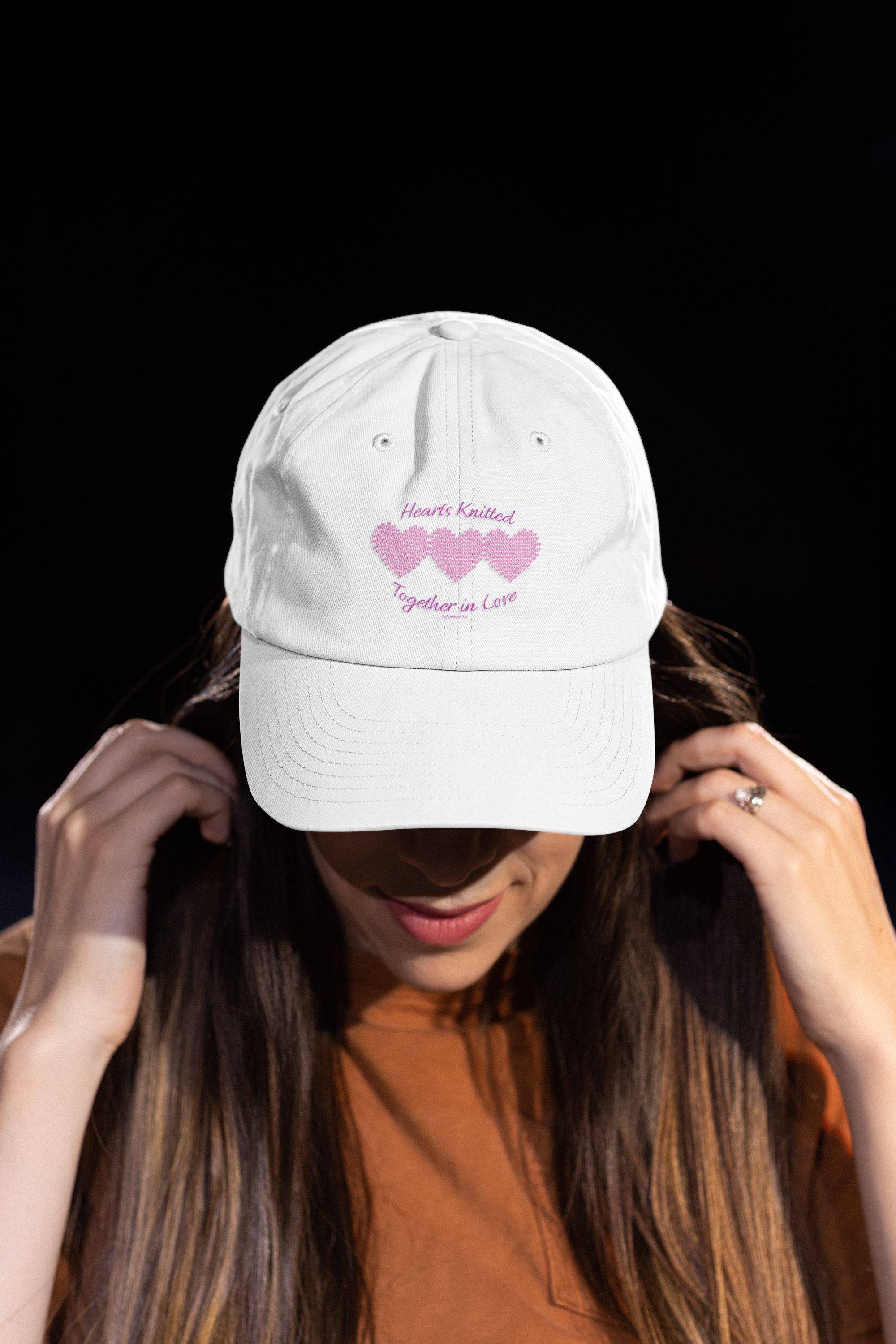 "Hearts Knitted Together in Love" — Baseball Cap