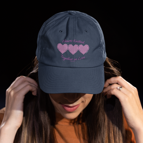 "Hearts Knitted Together in Love" — Baseball Cap
