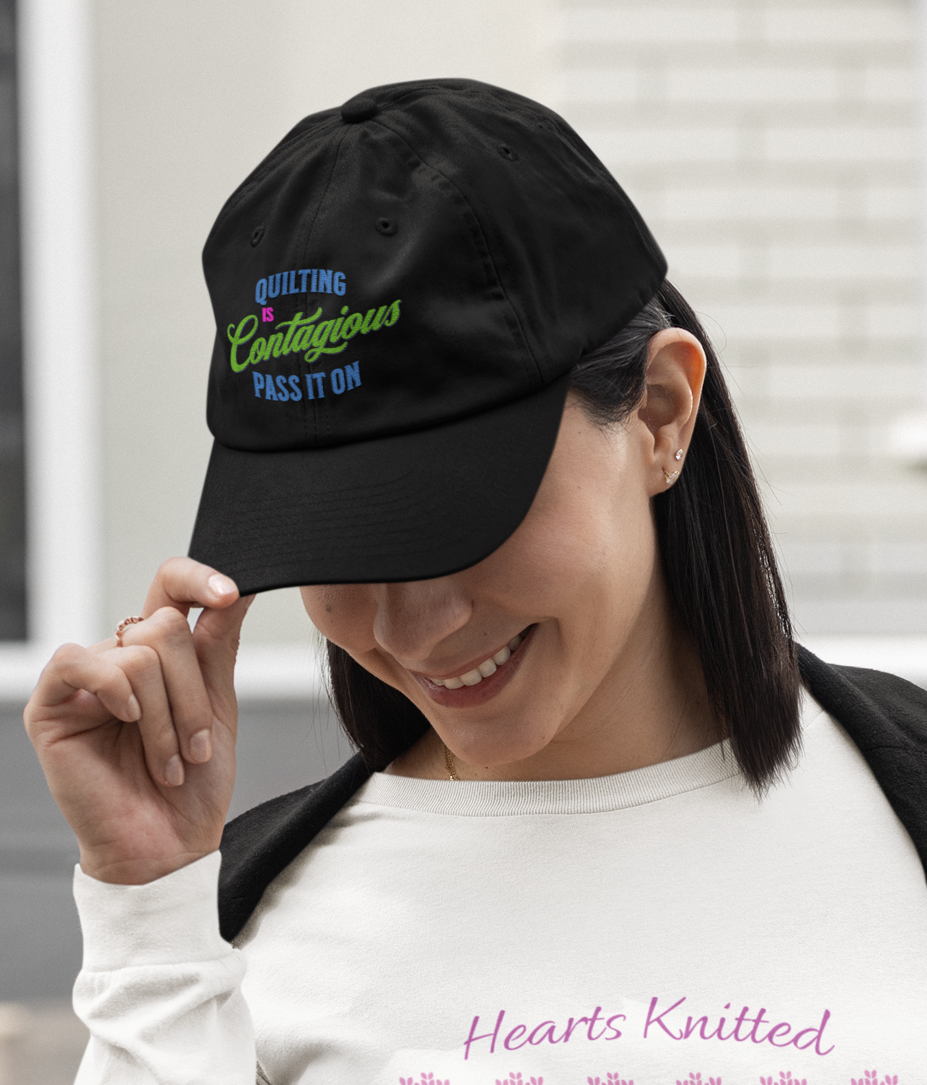 "Quilting is Contagious" Baseball Cap — Quilter Gift & Crafty Hat