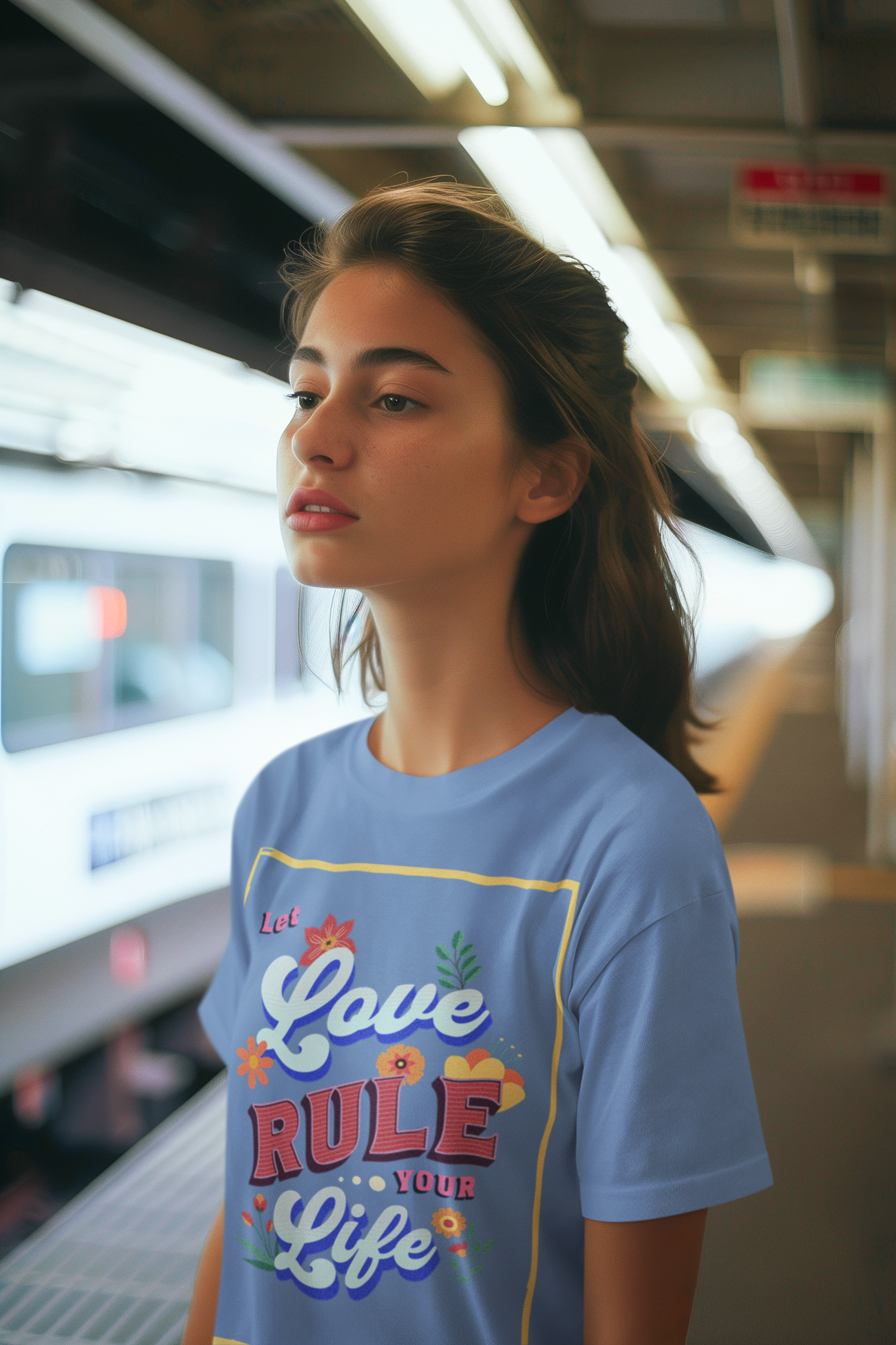 Youth Tee - Colorful Retro Typography - Let Love Rule Your Life