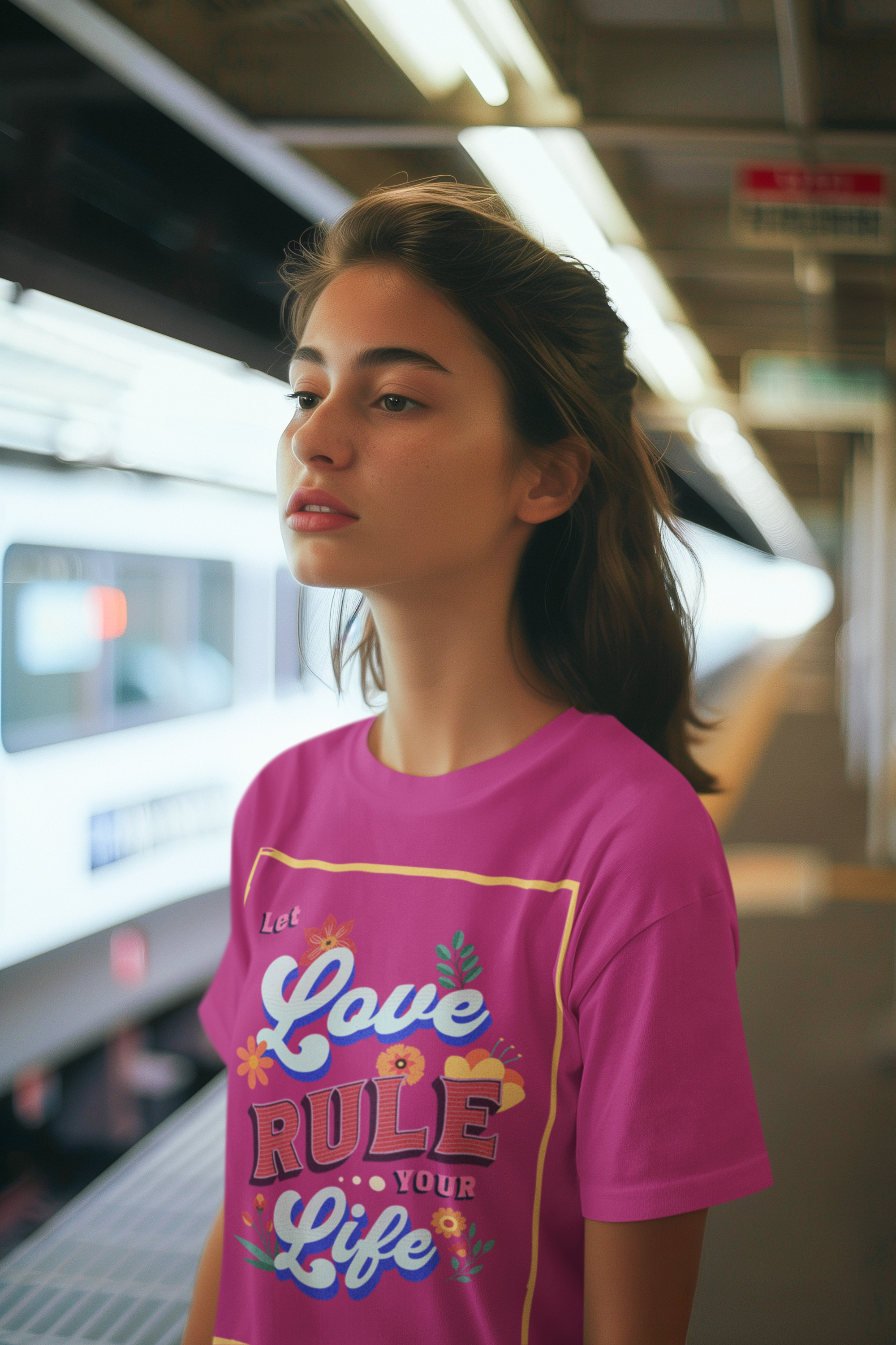 Youth Tee - Colorful Retro Typography - Let Love Rule Your Life