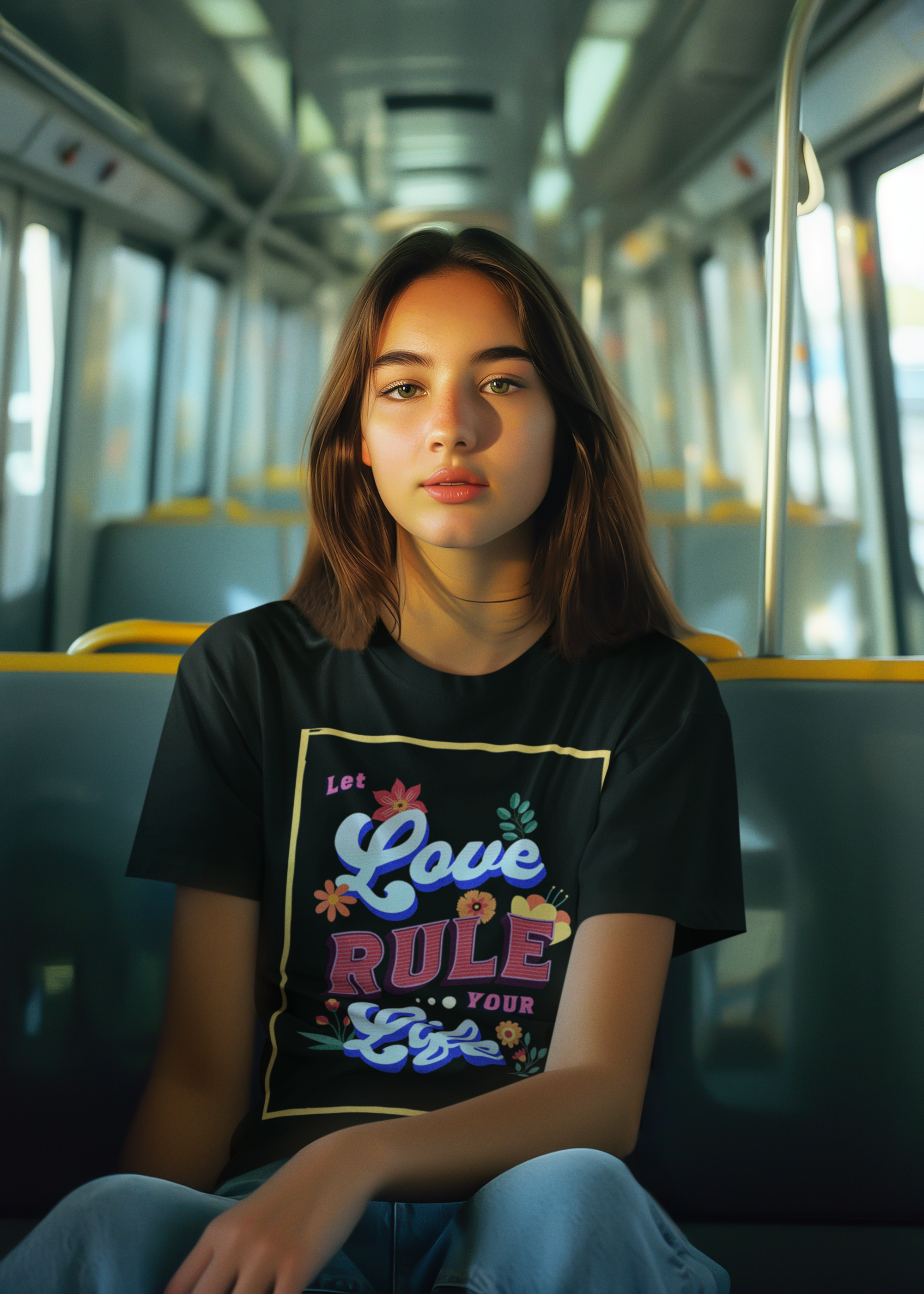 Youth Tee - Colorful Retro Typography - Let Love Rule Your Life