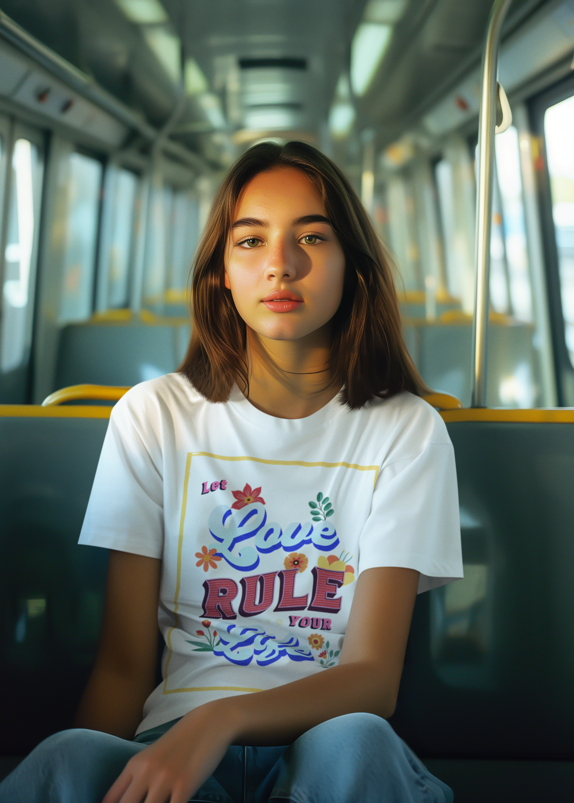 Youth Tee - Colorful Retro Typography - Let Love Rule Your Life