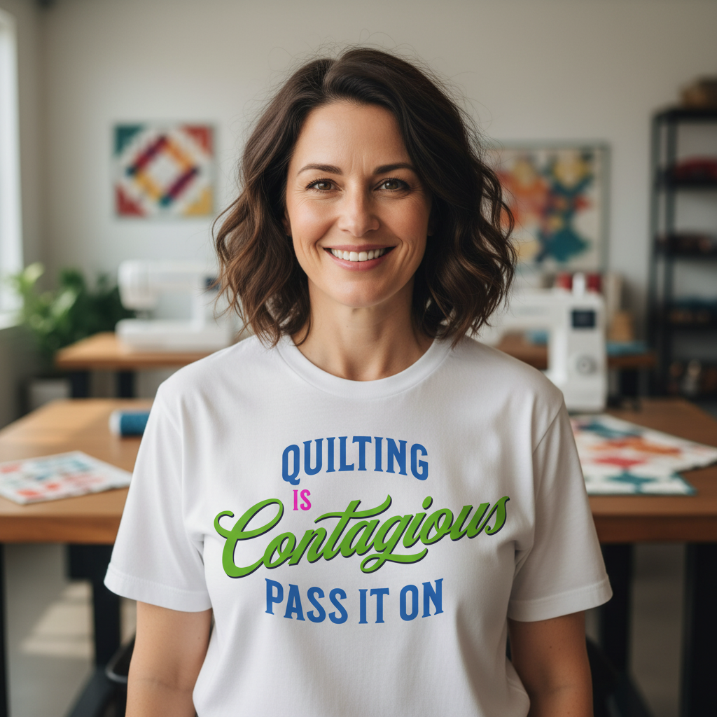 Quilting Is Contagious T-Shirt — Funny Sewing & Quilting Tee (Pass It On)