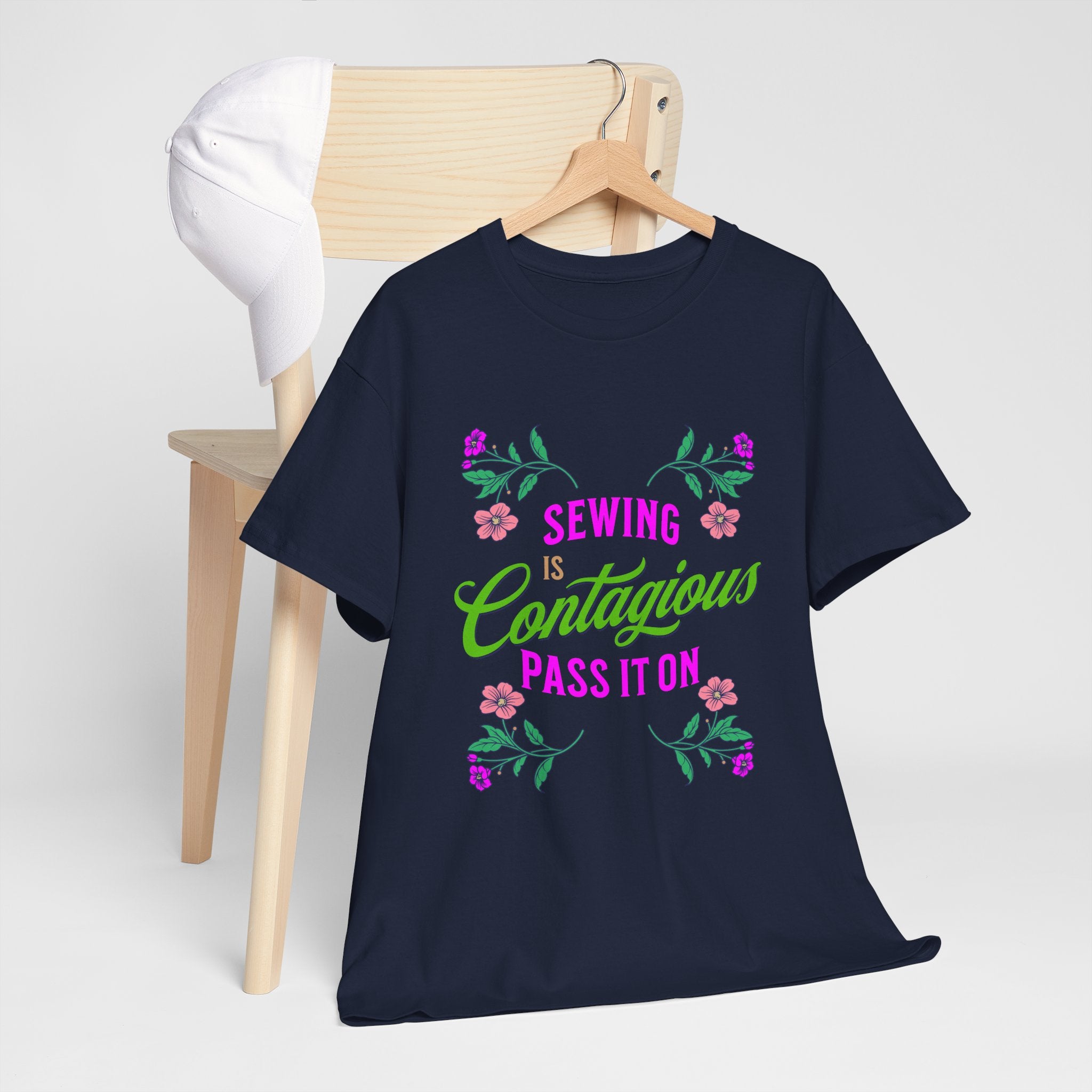 Sewing Is Contagious T-Shirt — Floral Quilting & Sewing Lover Tee