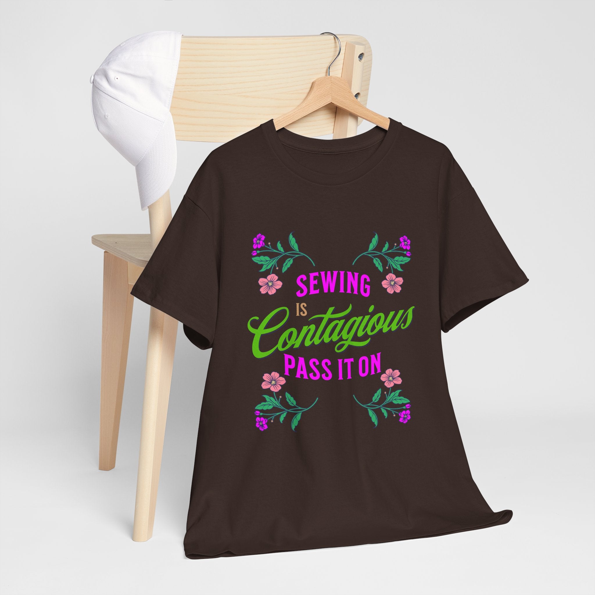 Sewing Is Contagious T-Shirt — Floral Quilting & Sewing Lover Tee