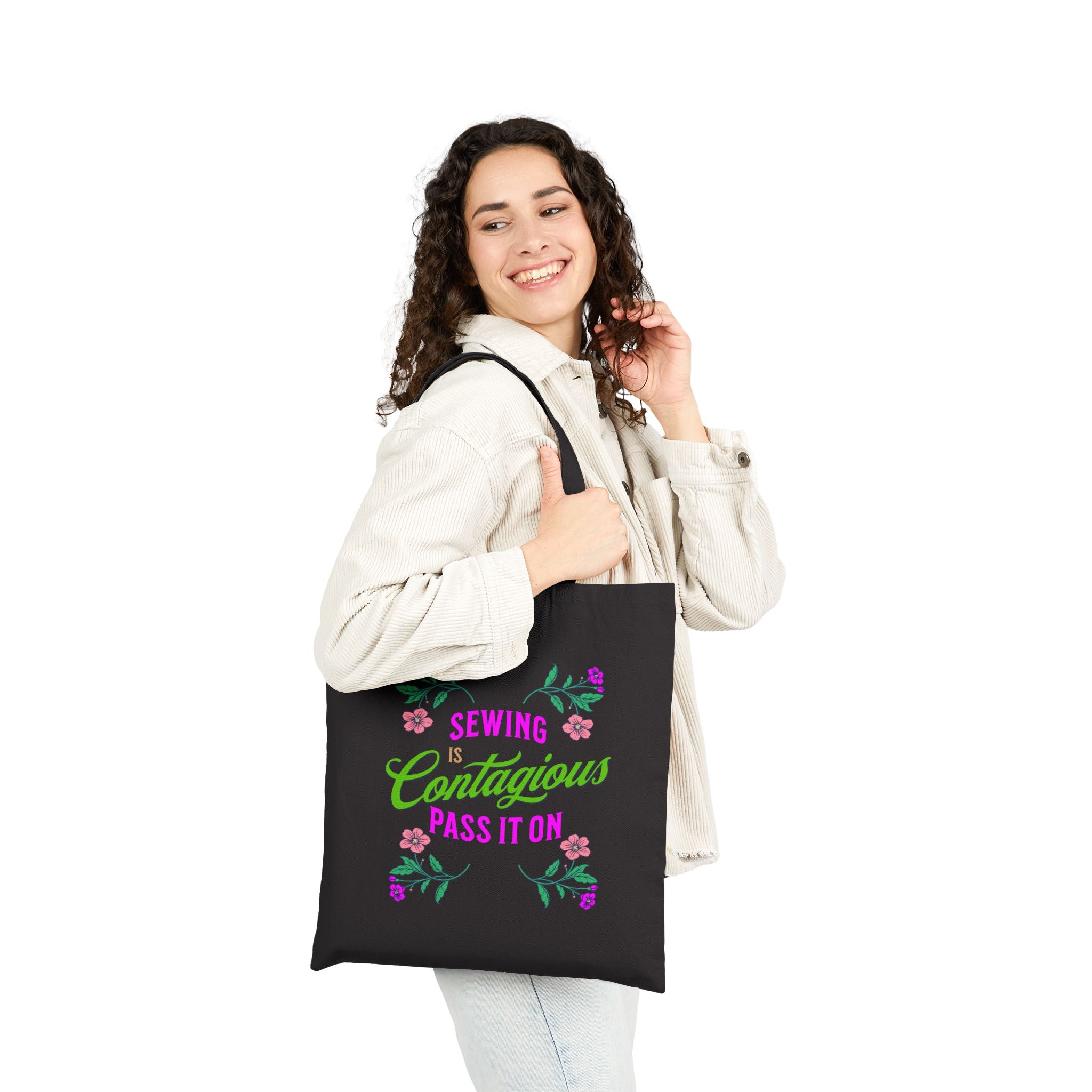 Floral Sewing Lover Canvas Tote Bag