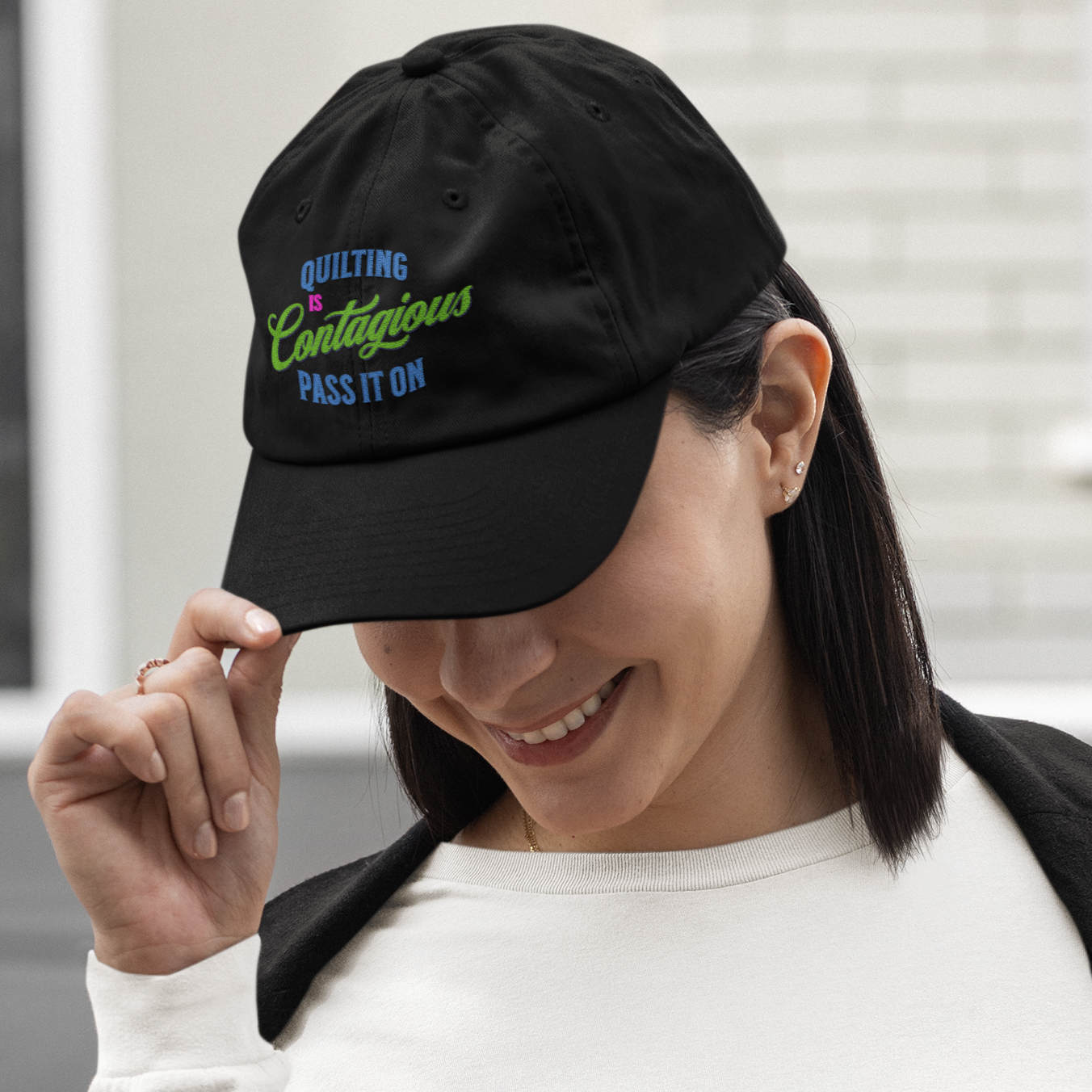 "Quilting is Contagious" Baseball Cap — Quilter Gift & Crafty Hat