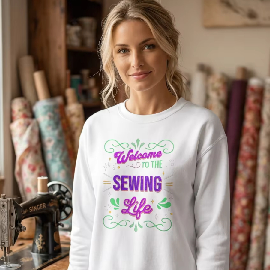 Welcome to the Sewing Life Crewneck Sweatshirt — Quilting & Sewing Gift