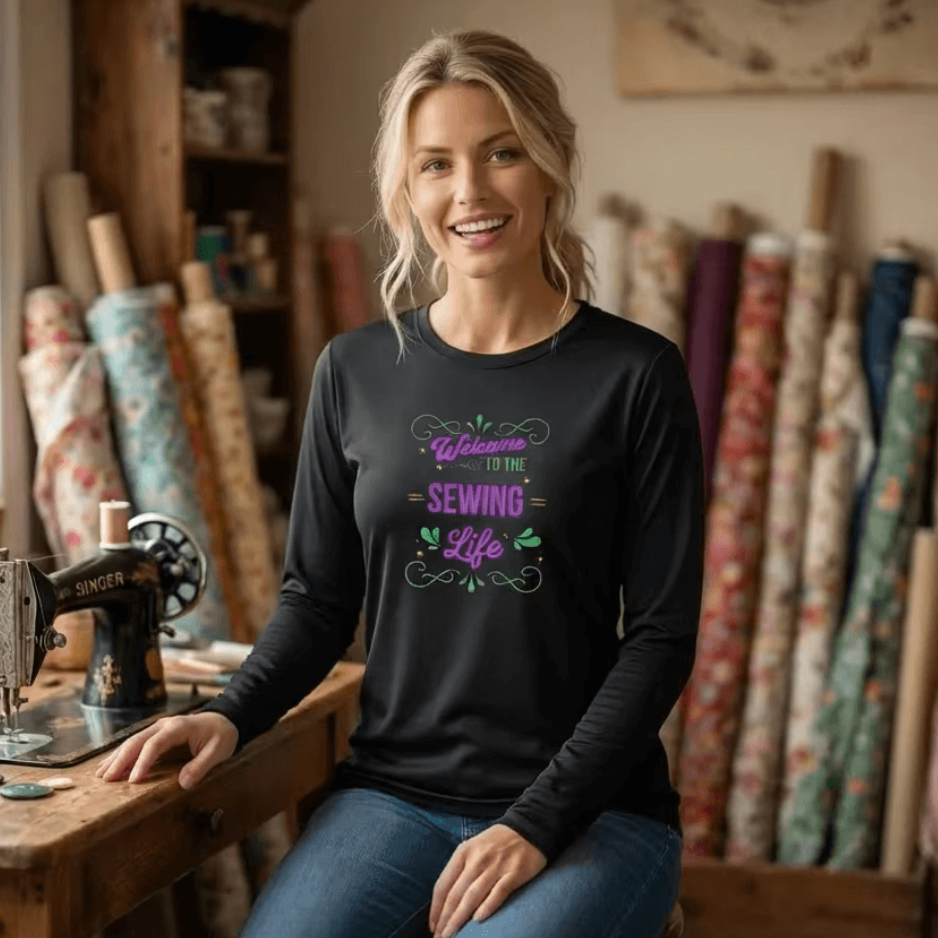Welcome to The Sewing Life | Dry Fit L/S Shirt — Design Color Vibrant