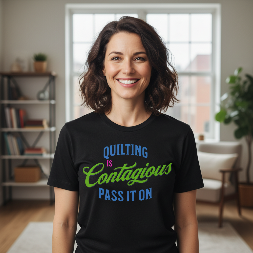 Quilting Is Contagious T-Shirt — Funny Sewing & Quilting Tee (Pass It On)