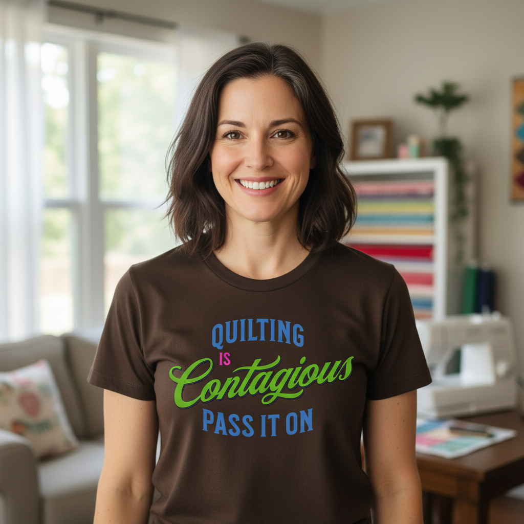 Quilting Is Contagious T-Shirt — Funny Sewing & Quilting Tee (Pass It On)
