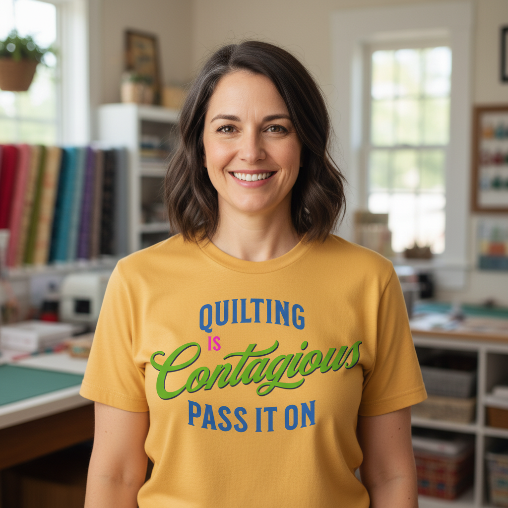 Quilting Is Contagious T-Shirt — Funny Sewing & Quilting Tee (Pass It On)