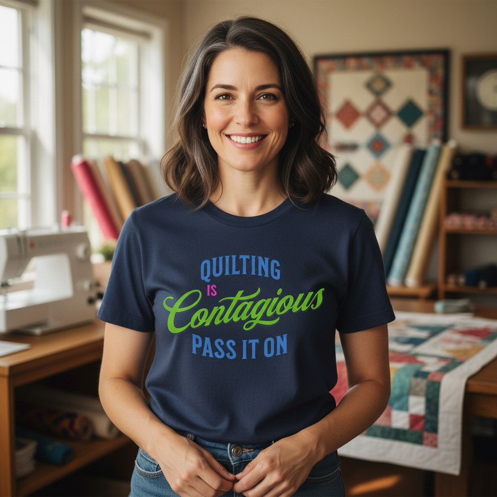 Quilting Is Contagious T-Shirt — Funny Sewing & Quilting Tee (Pass It On)