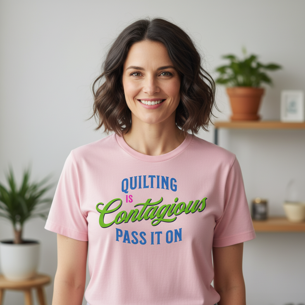 Quilting Is Contagious T-Shirt — Funny Sewing & Quilting Tee (Pass It On)