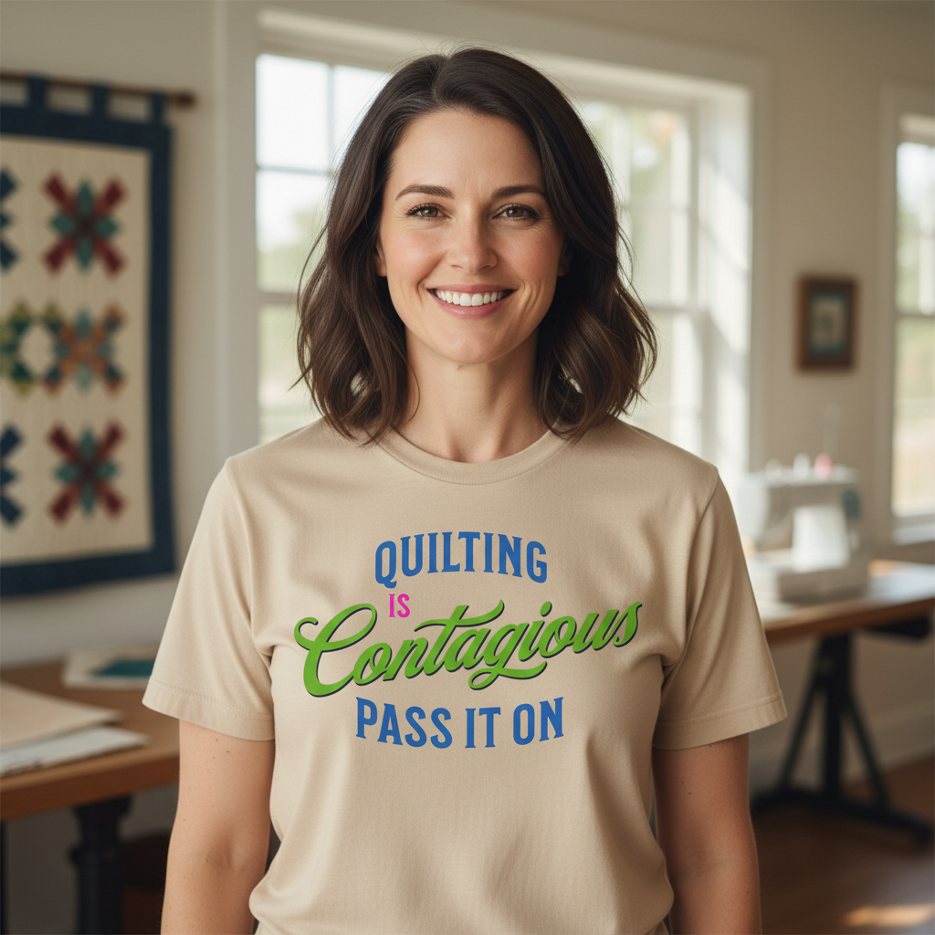 Quilting Is Contagious T-Shirt — Funny Sewing & Quilting Tee (Pass It On)