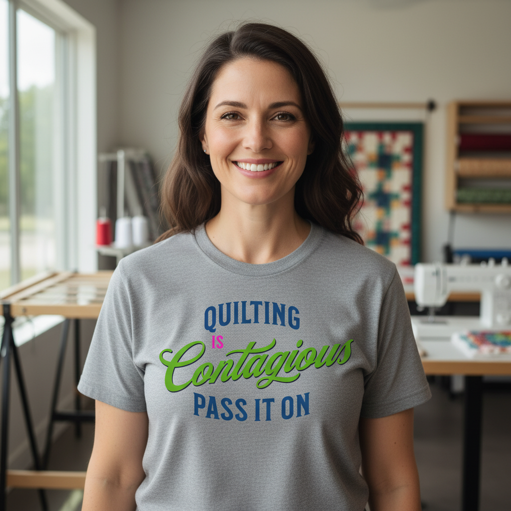 Quilting Is Contagious T-Shirt — Funny Sewing & Quilting Tee (Pass It On)