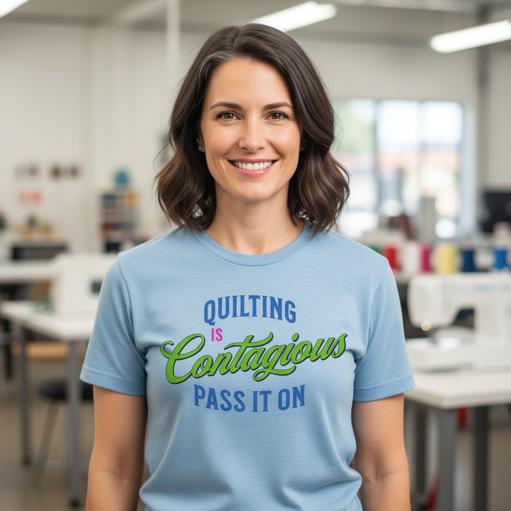 Quilting Is Contagious T-Shirt — Funny Sewing & Quilting Tee (Pass It On)